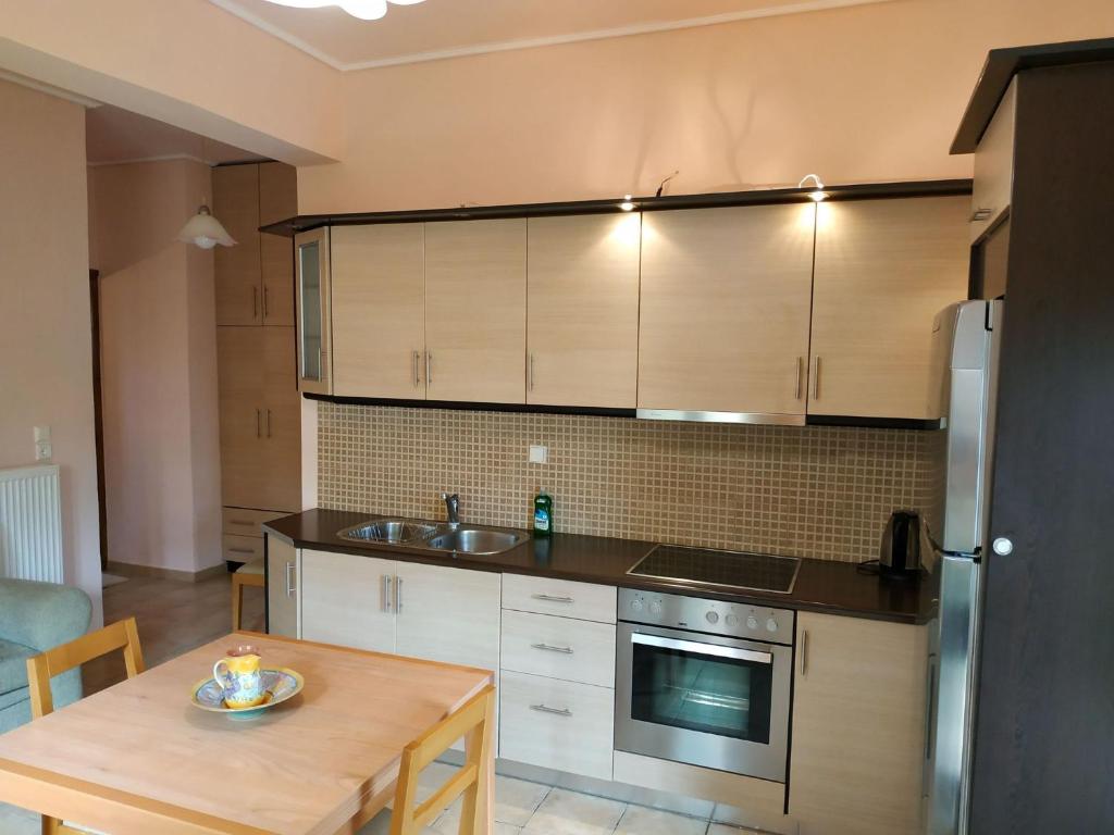 Kuchyň nebo kuchyňský kout v ubytování Nadia Apartments
