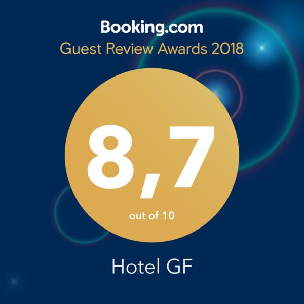 Certifikát, hodnocení, plakát nebo jiný dokument vystavený v ubytování Hotel GF