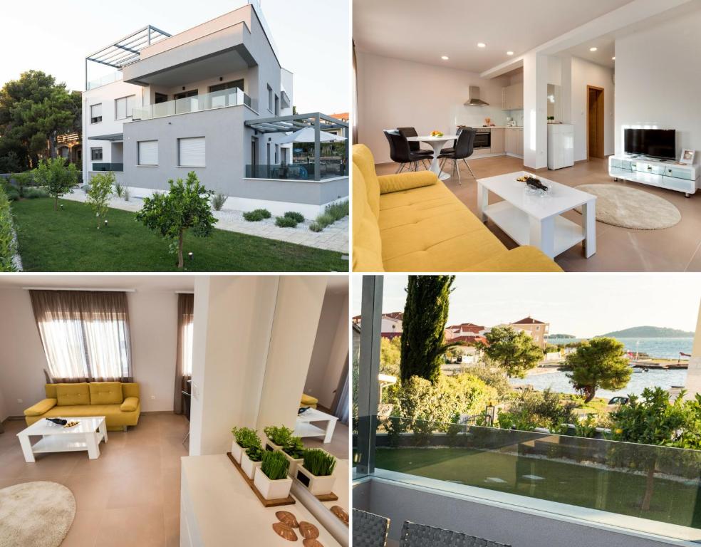 a collage of pictures of a house at Croatica Suites Brodarica in Brodarica
