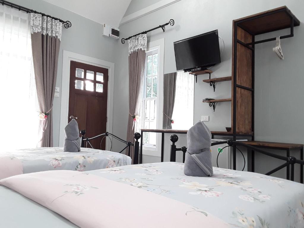 Postel nebo postele na pokoji v ubytování Sky cottage