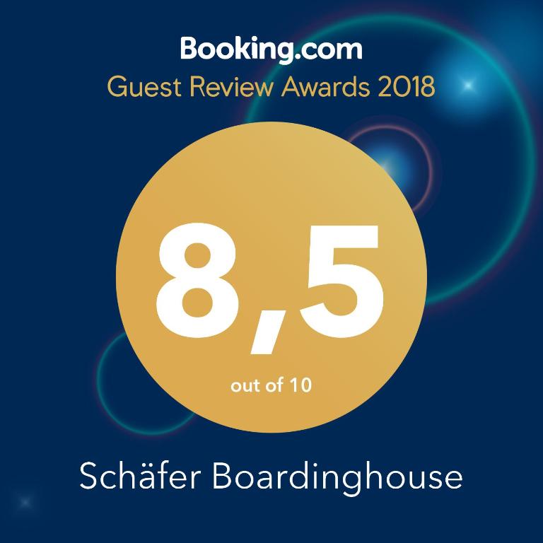 Certifikát, hodnocení, plakát nebo jiný dokument vystavený v ubytování Schäfer Boardinghouse