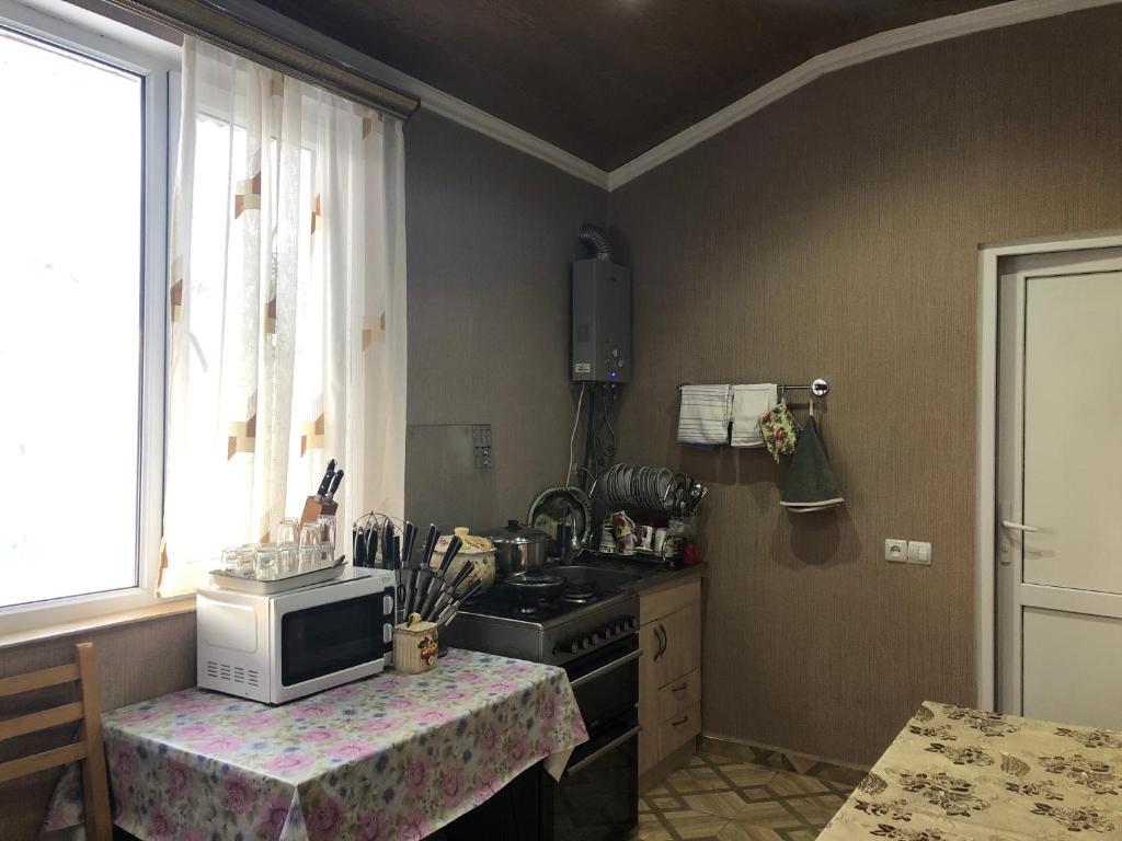 Kuchyň nebo kuchyňský kout v ubytování Guest House Elguja Qushashvili