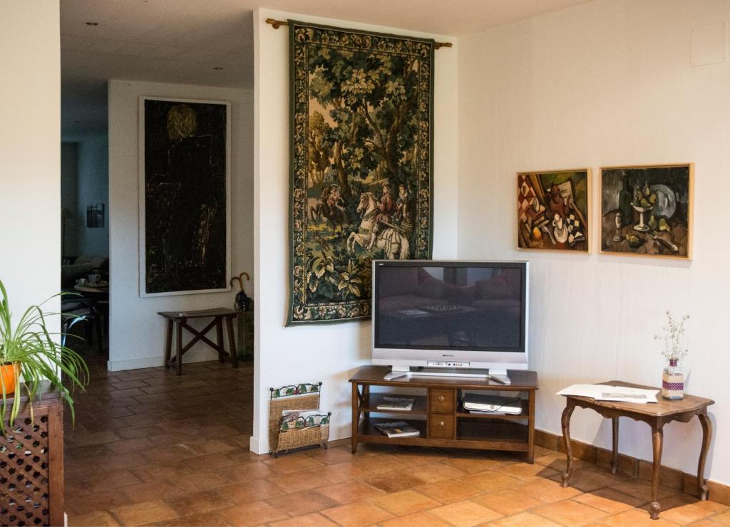 Televízia a/alebo spoločenská miestnosť v ubytovaní Casa Rural Pilón del Fraile