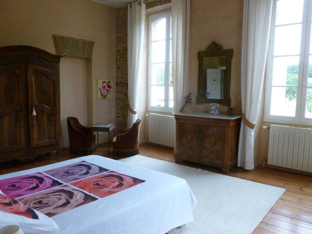 Postel nebo postele na pokoji v ubytování Château Lagaillarde
