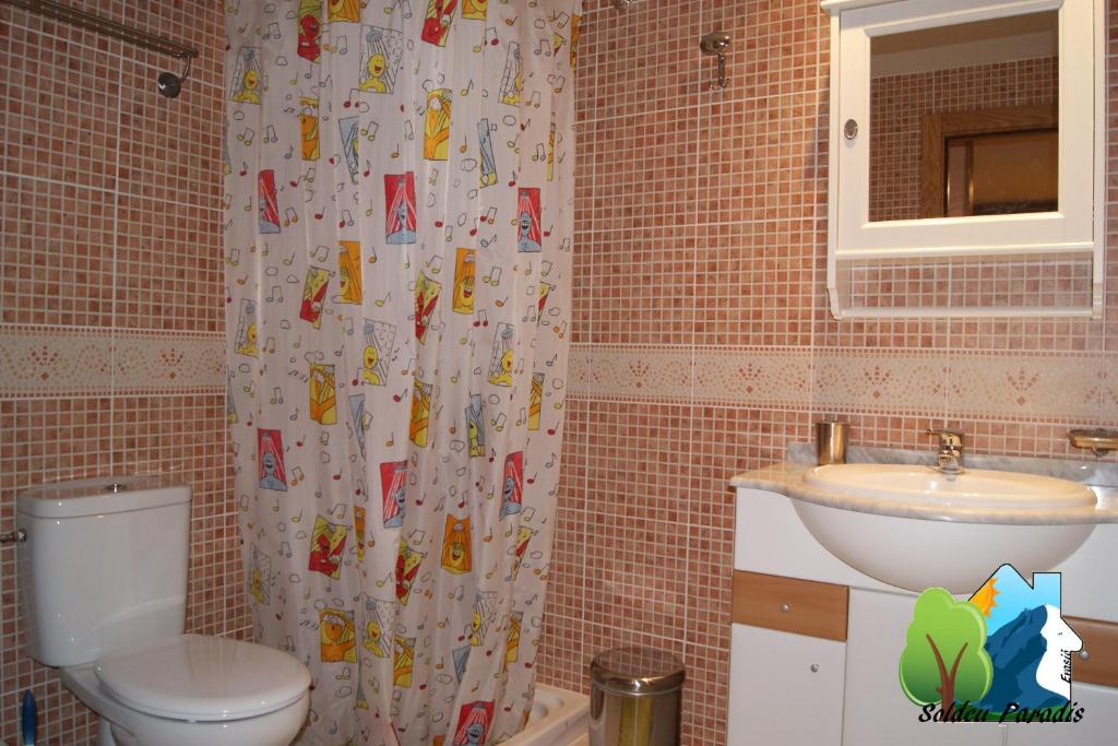 een badkamer met een toilet en een wastafel bij Soldeu Paradis Pleta 2 in Soldeu