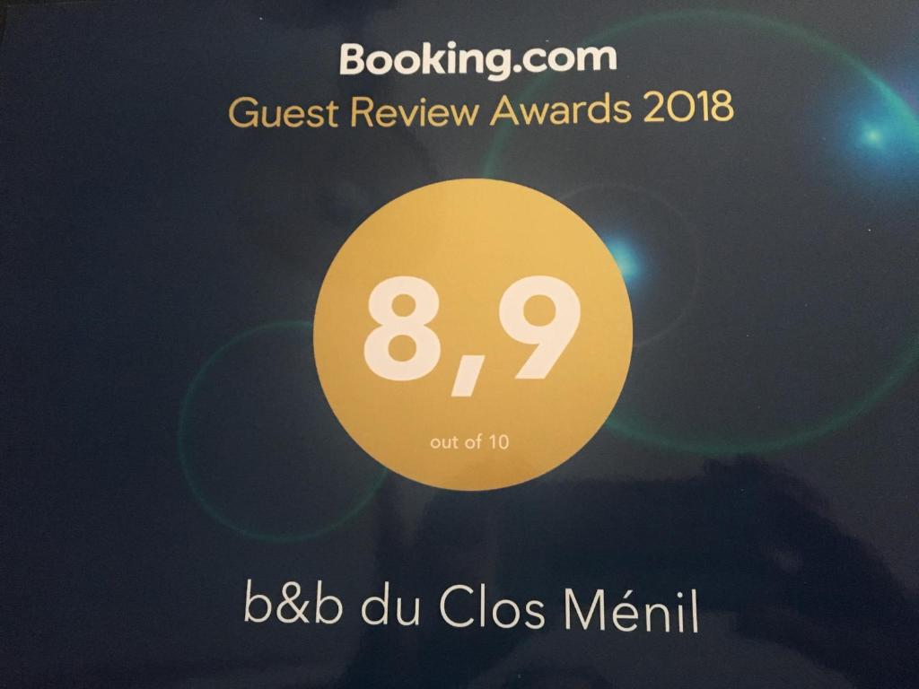 Certifikát, hodnocení, plakát nebo jiný dokument vystavený v ubytování b&b du Clos Ménil