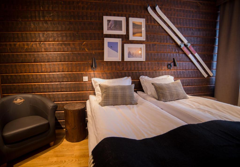 מיטה או מיטות בחדר ב-Mountain Lodge