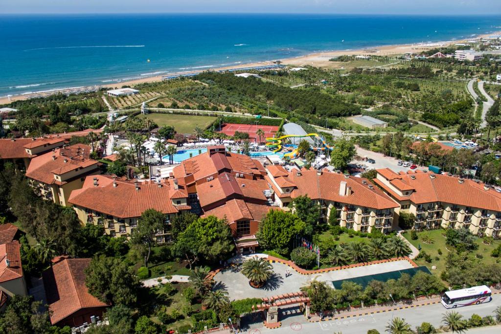 an aerial view of a resort with the ocean at Alba Resort Hotel in Side