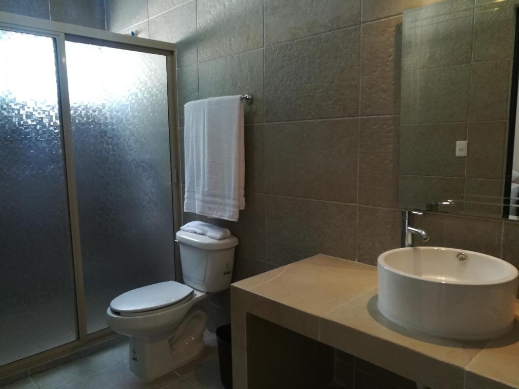 Koupelna v ubytování Hotel Virreyes