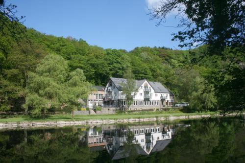 a large house on the shore of a body of water at Cocoon Hotel La Rive in Bourscheid