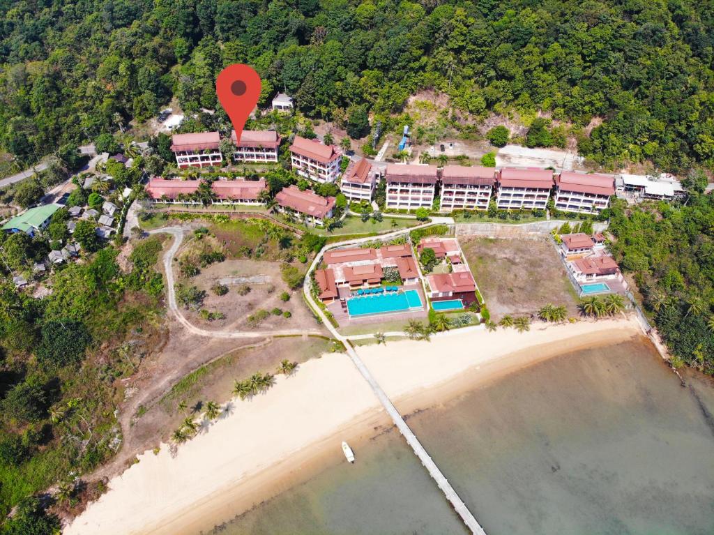 an aerial view of a resort next to the beach at The Beach Condo in Ko Chang