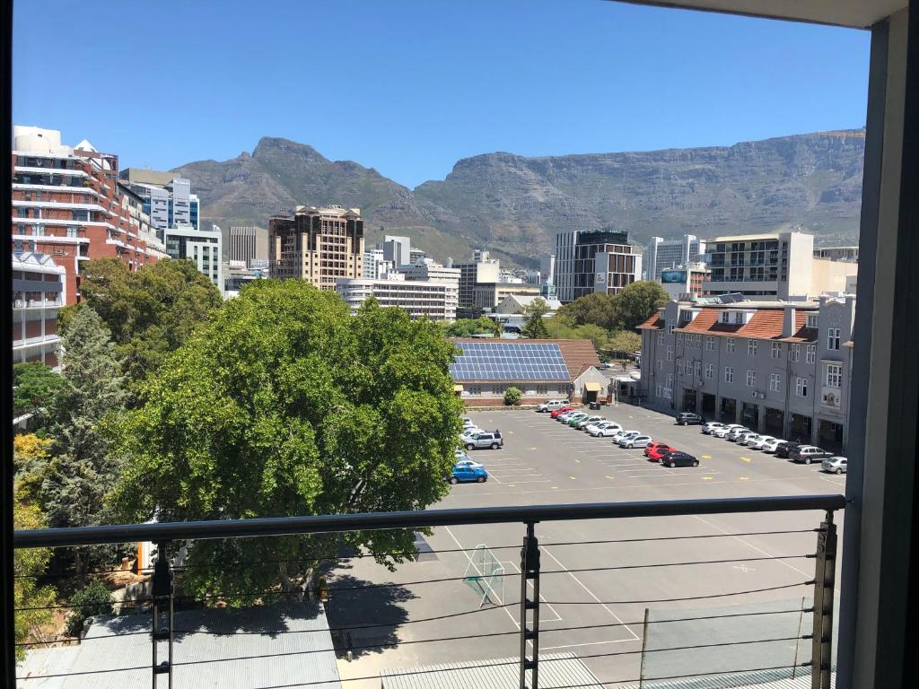a view of a parking lot from a balcony at 404 The Rockwell in Cape Town