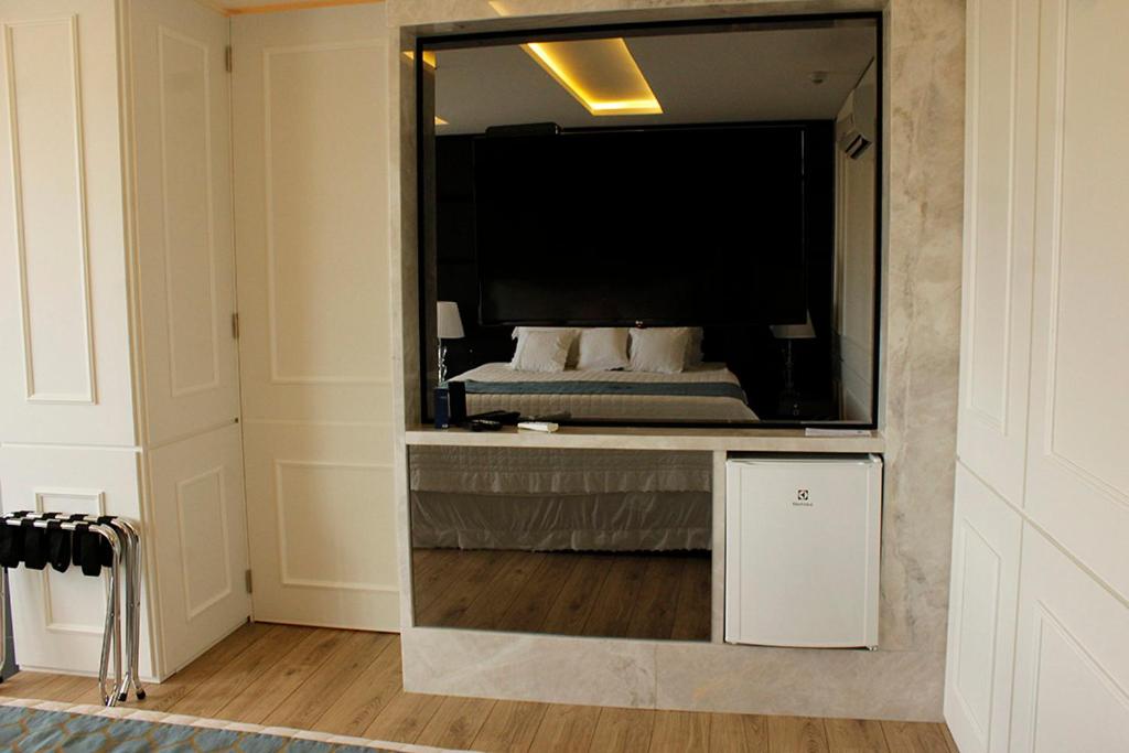 Kuchyň nebo kuchyňský kout v ubytování Blue Open Hotel