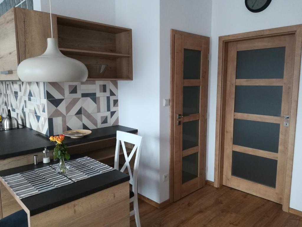 Kuchyň nebo kuchyňský kout v ubytování Apartmány U Holubů
