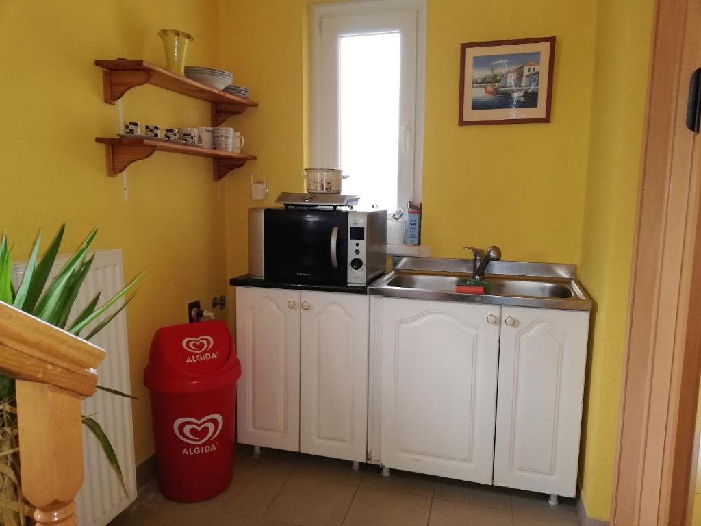 Kuchyň nebo kuchyňský kout v ubytování Széplak apartman