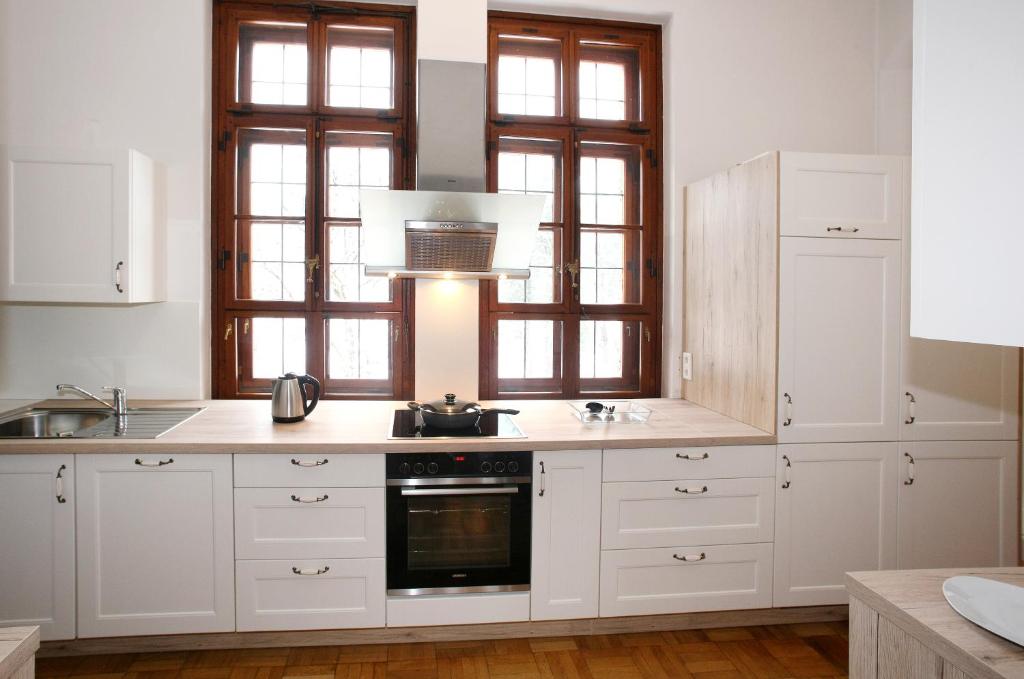 Kuchyň nebo kuchyňský kout v ubytování Schlossresidenz Fischhorn