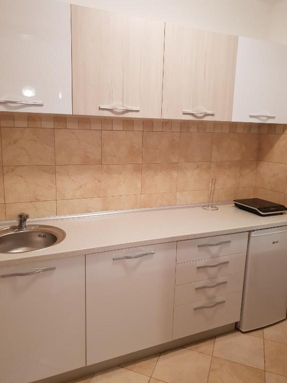 Kuchyň nebo kuchyňský kout v ubytování Apartman KEJ free parking