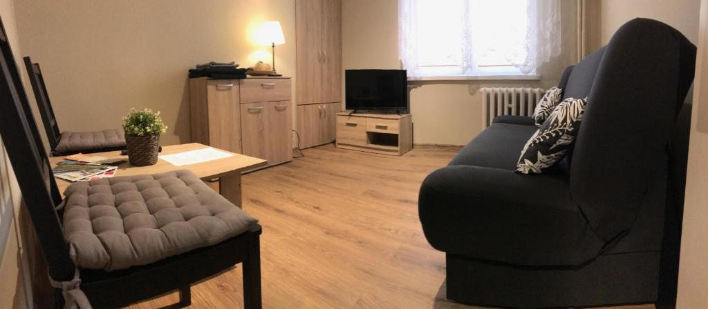 Televízia a/alebo spoločenská miestnosť v ubytovaní Studio Ewa