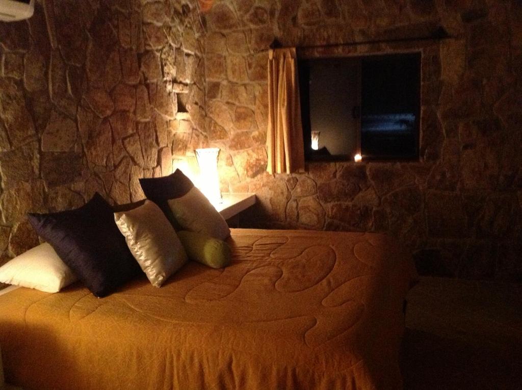 Cama o camas de una habitación en Palapas La Choya