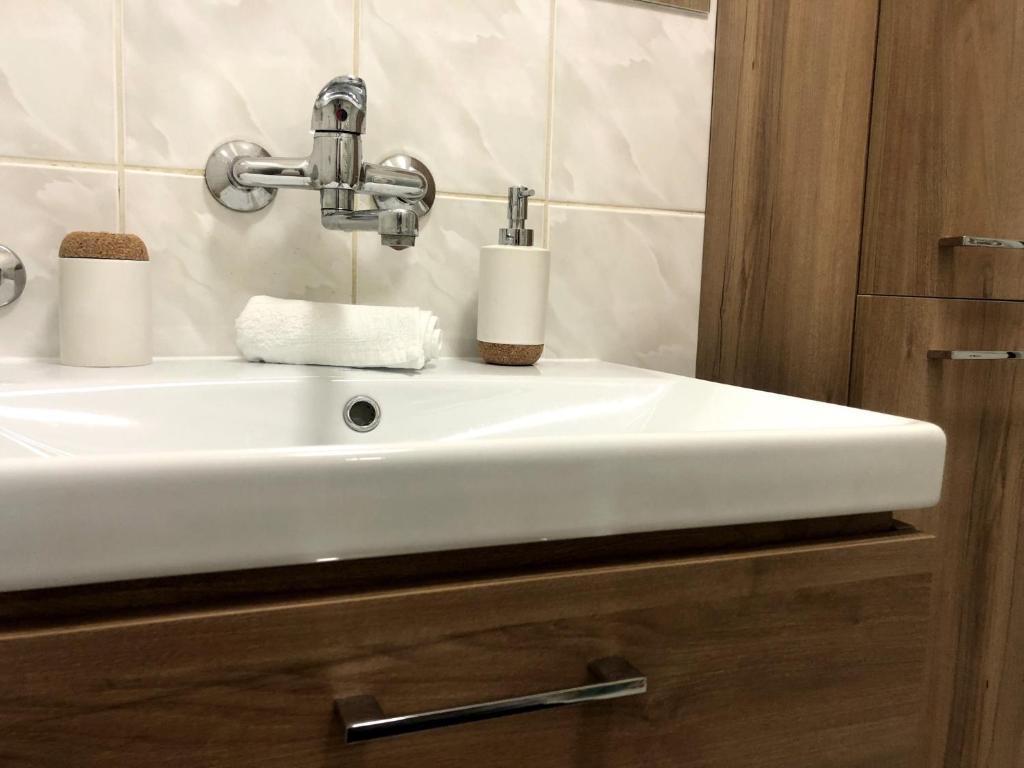 Koupelna v ubytování Apartmán Mladé Buky