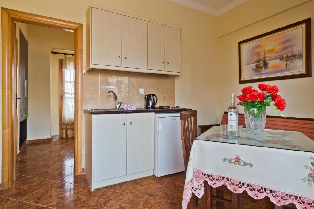 Kuchyň nebo kuchyňský kout v ubytování Montemar Studios & Apartments