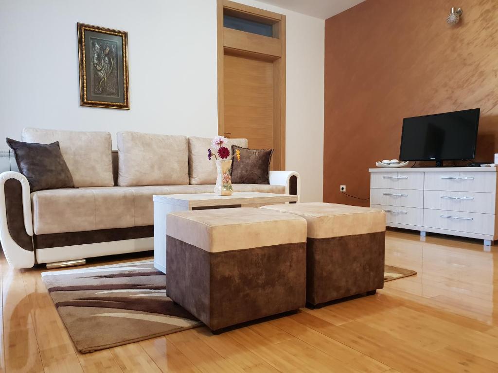 TV a/nebo společenská místnost v ubytování Apartman KEJ free parking