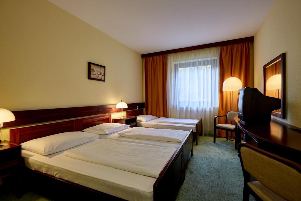 Postel nebo postele na pokoji v ubytování Hotel Lövér Sopron