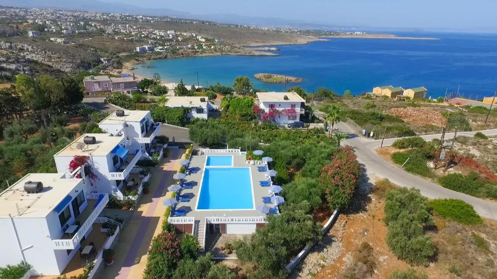 an aerial view of a villa with a swimming pool at Villas Michalis in Chorafakia