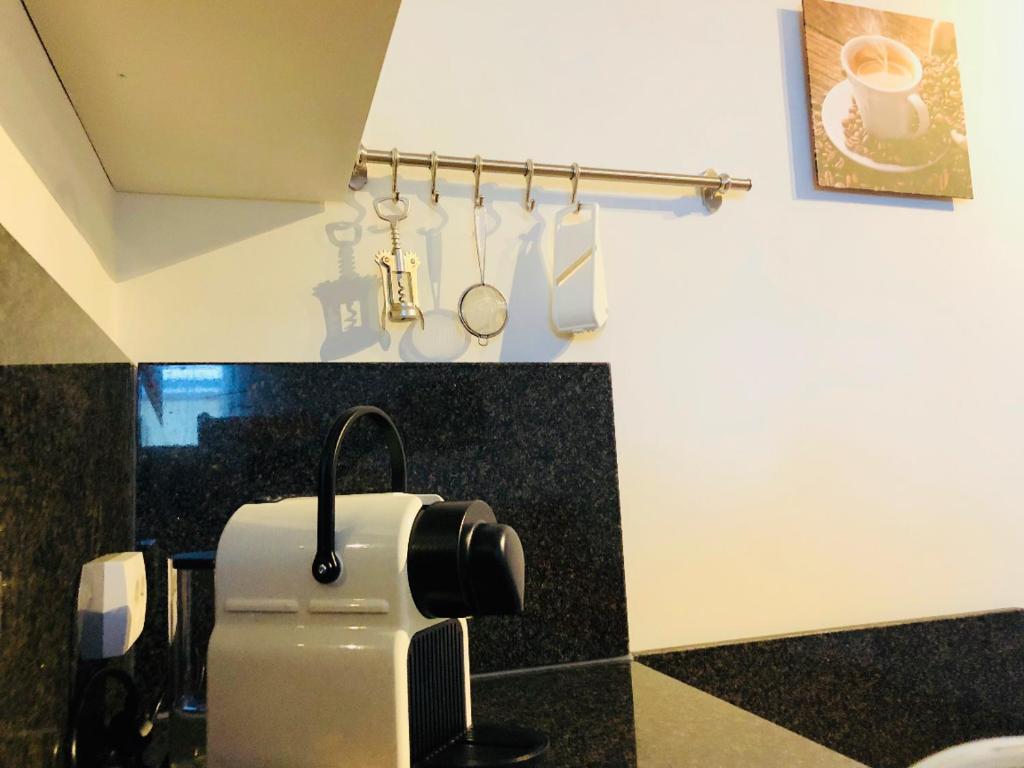 kuchnia z dozownikiem kawy na ladzie w obiekcie Family Apartment Alpine Living 2-4 Persons w mieście Radstadt