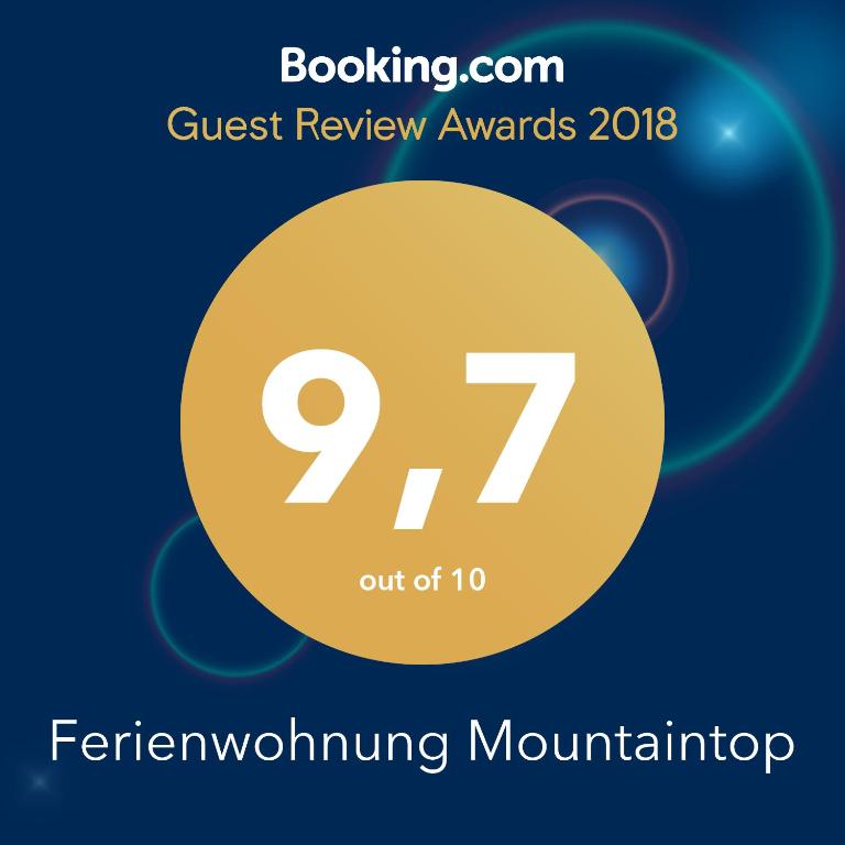 Certifikát, hodnocení, plakát nebo jiný dokument vystavený v ubytování Ferienwohnung Mountaintop