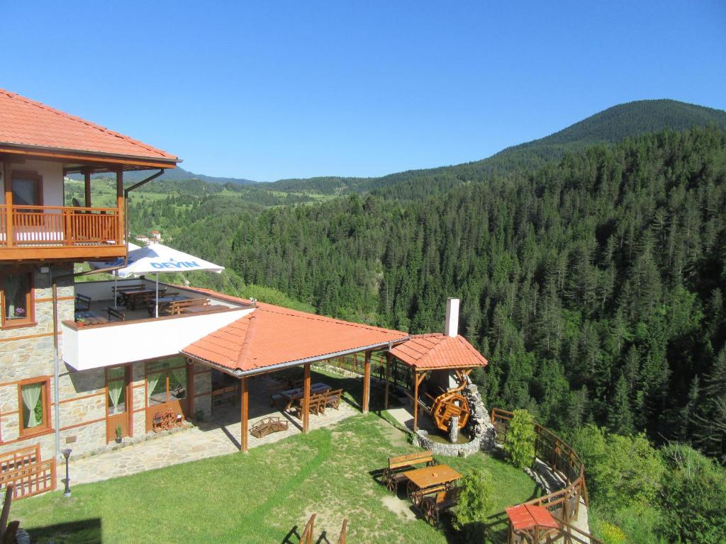 an aerial view of a house in the mountains at Hotel Mursal in Yagodina