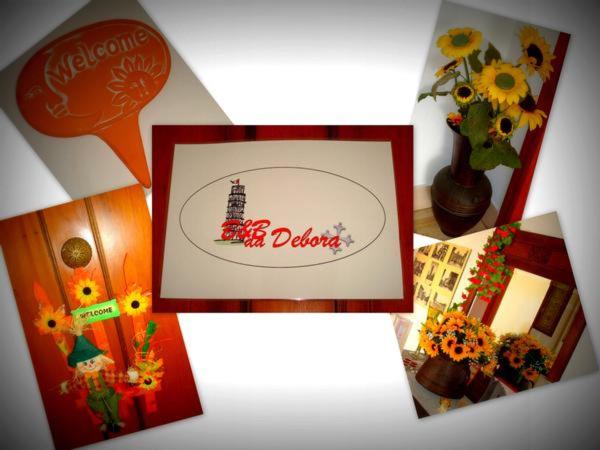 a collage of pictures of a lighthouse and flowers at B&B da Debora in Pisa