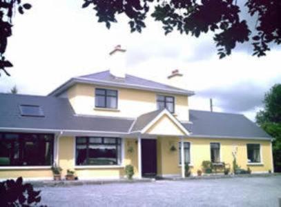 ein gelbes Haus mit einer Einfahrt davor in der Unterkunft Davmar House in Cork