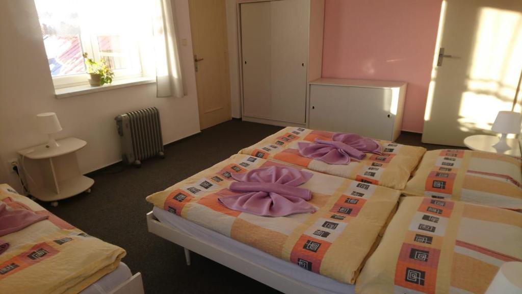 Postel nebo postele na pokoji v ubytování Hotel Šrejber