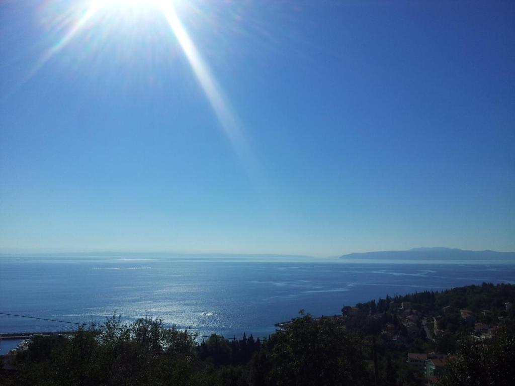 a view of the ocean from the top of a hill at Villa Capra Verde in Ičići