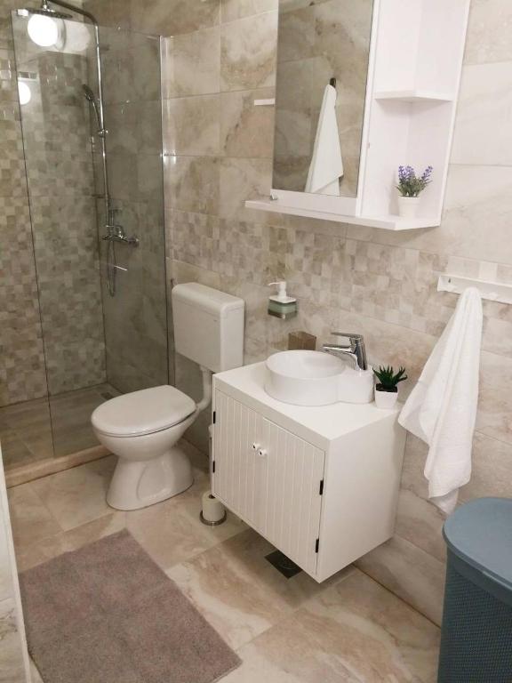 Koupelna v ubytování Apartman Unka