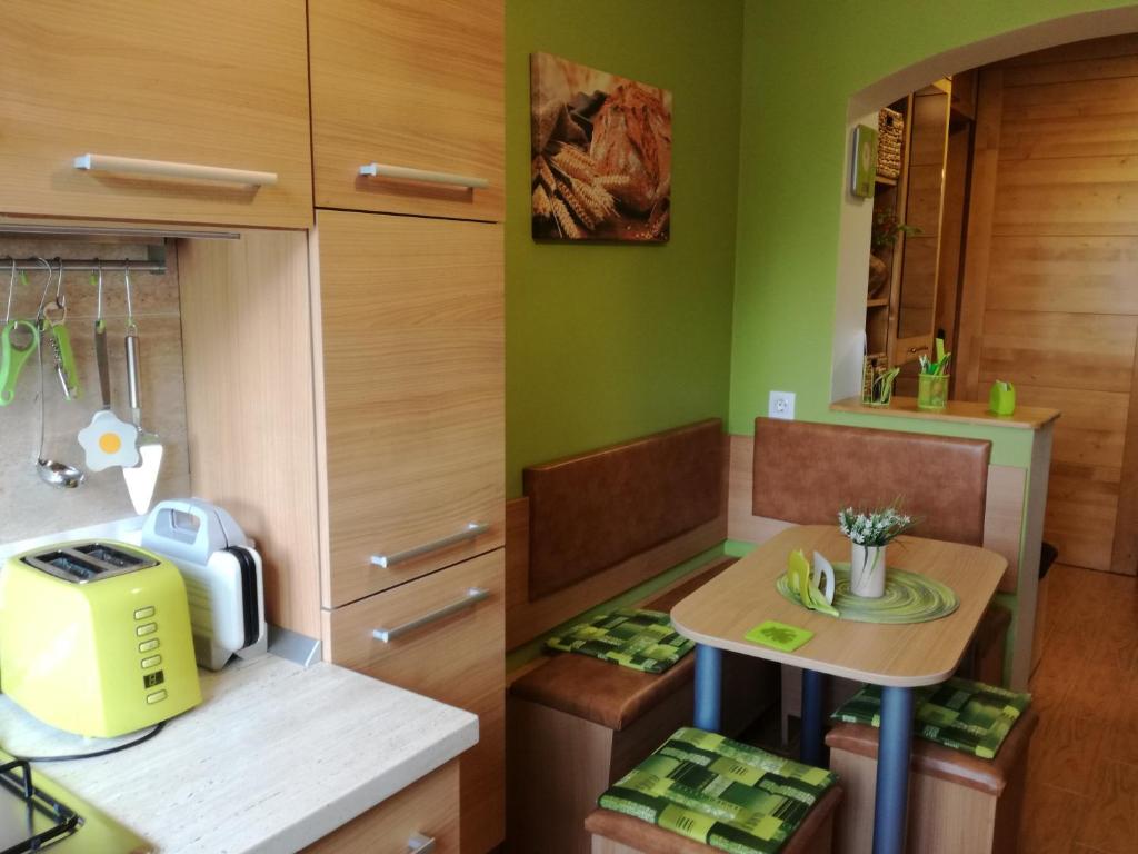 Kuchyň nebo kuchyňský kout v ubytování Green Apartment