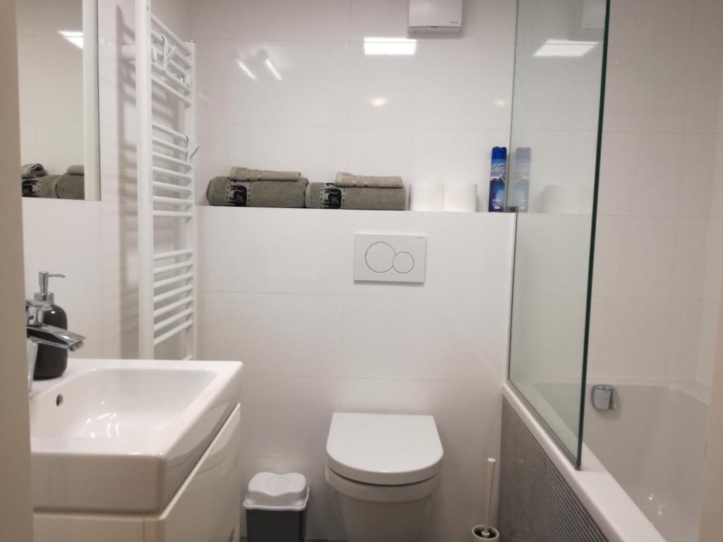 Koupelna v ubytování Malý útulný byt V Lipkách