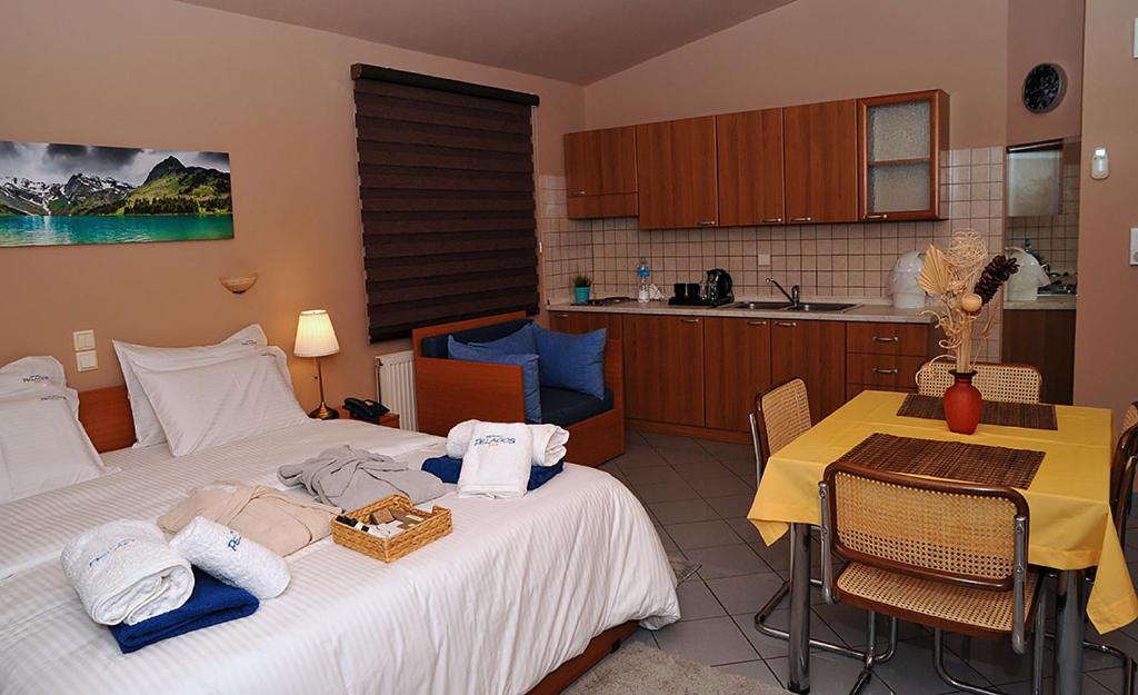 Kuchyň nebo kuchyňský kout v ubytování Hotel Pelagos Studios
