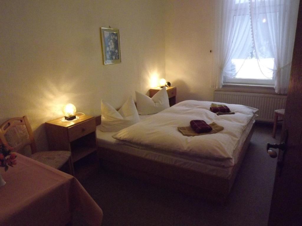 Postel nebo postele na pokoji v ubytování Pension Bodetal