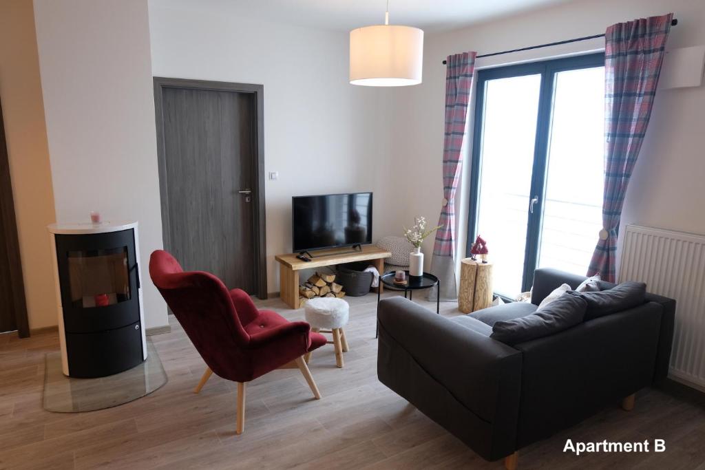 TV a/nebo společenská místnost v ubytování Apartmány BD Boží Dar
