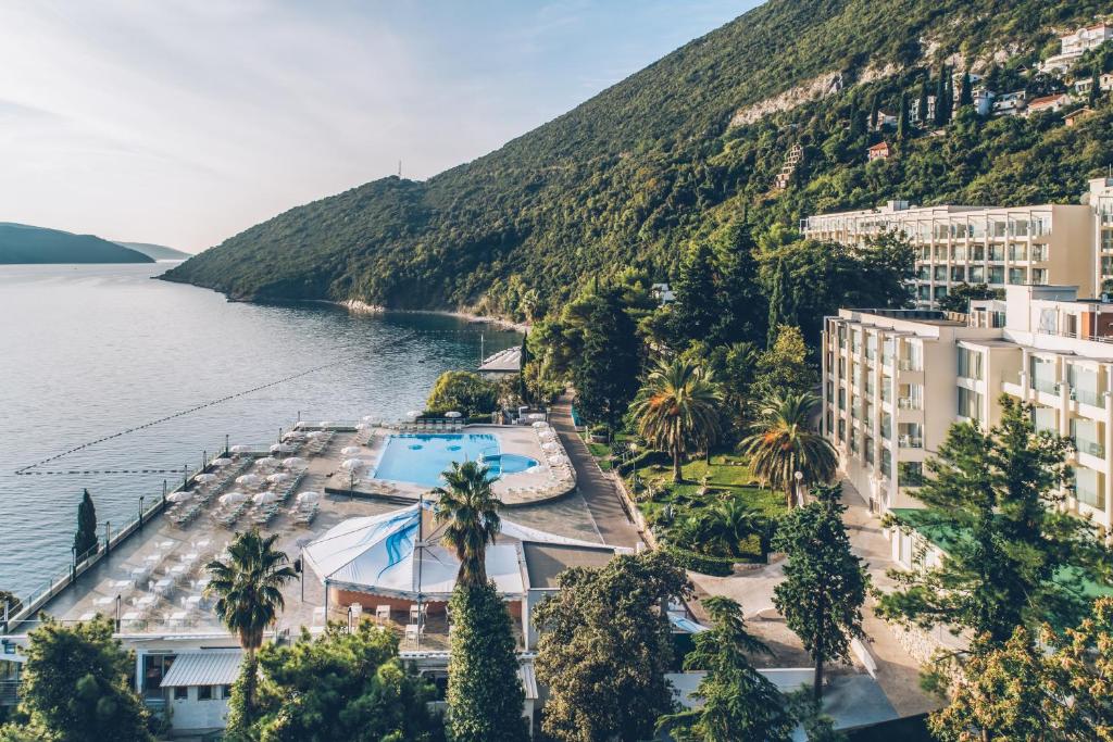 an aerial view of a resort and a body of water at Iberostar Herceg Novi All Inclusive in Herceg-Novi