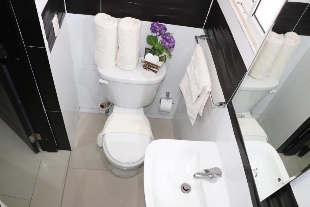 Koupelna v ubytování Hotel Merey