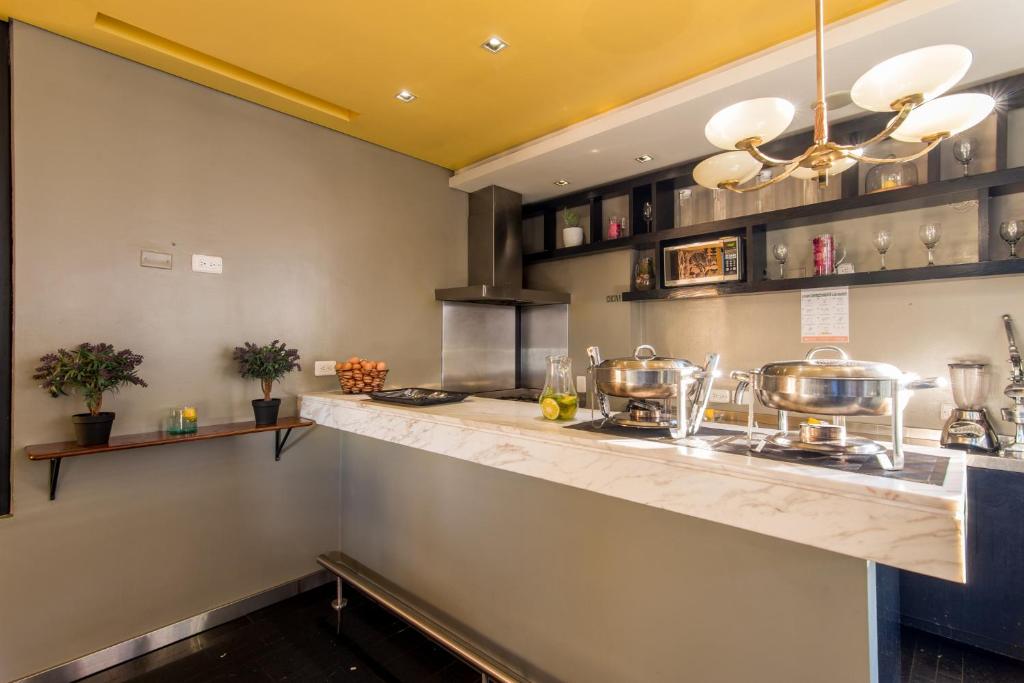 Kuchyň nebo kuchyňský kout v ubytování Hotel Regina