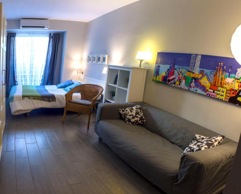 Posteľ alebo postele v izbe v ubytovaní Poble Sec Apartment