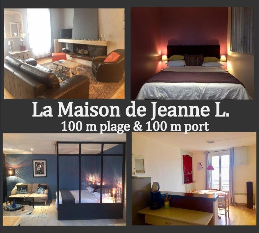 - deux photos d'une chambre et d'un salon dans l'établissement La Maison de Jeanne, à Dieppe