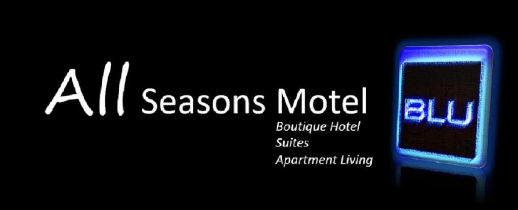Un cartel que dice motel de todas las estaciones con un móvil en All Seasons Motel en Rock Falls
