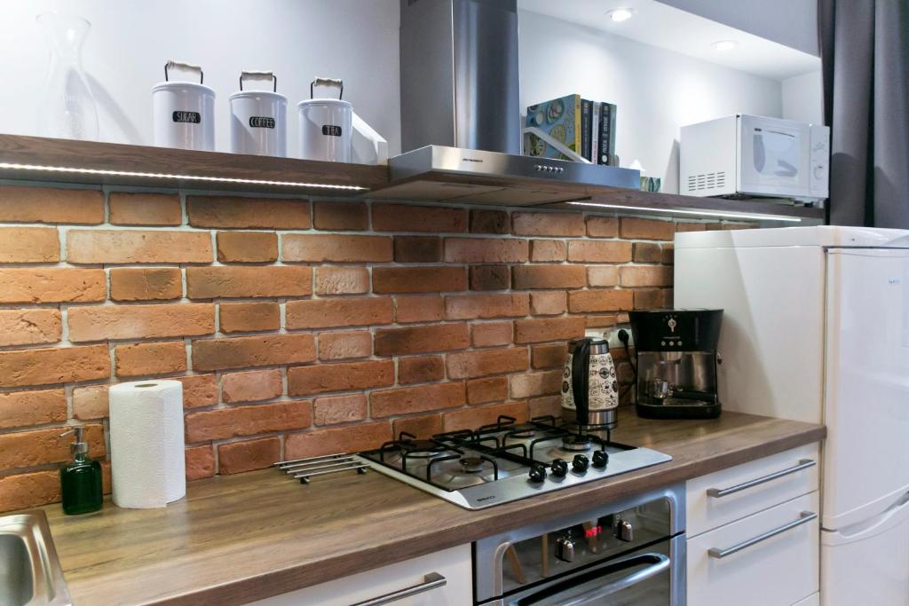 Kuchyňa alebo kuchynka v ubytovaní Cichy apartament w centrum Krakowa Salwator