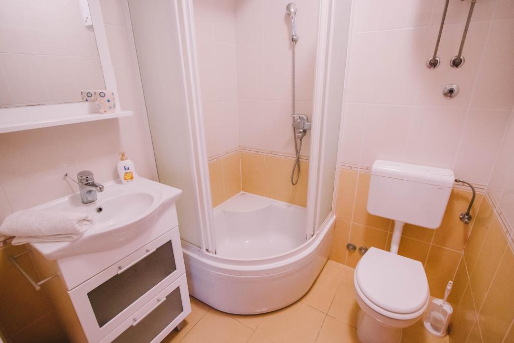 Koupelna v ubytování Apartments Jasna