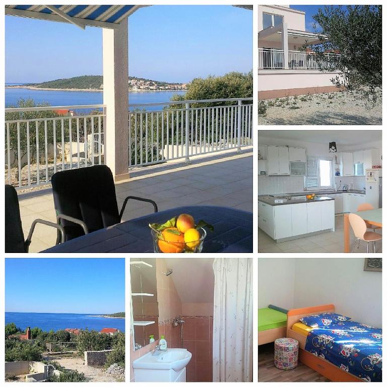 a collage of photos of a house with the ocean at Vila Rosa in Sevid